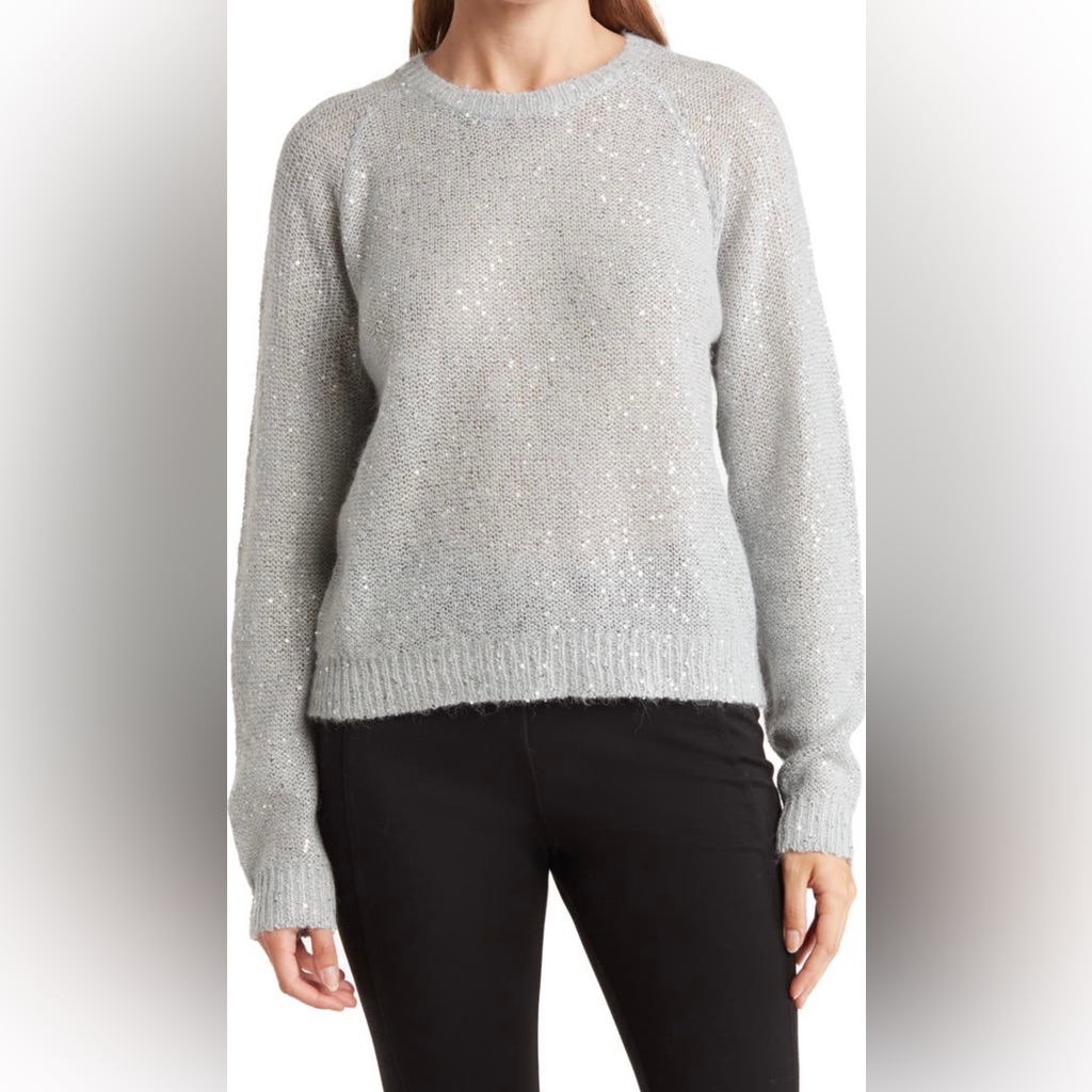 Atm Anthony Thomas Melillo Sequin Wool Bland Long Sleeve Sweater